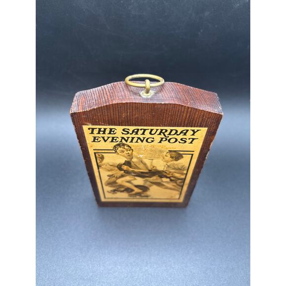 Norman Rockwell •NO Swimming• Artwork Reproduction on Wooden Plaque 1970s Decor - Picture 2 of 5